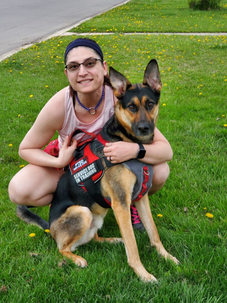 veteran runner with service dog